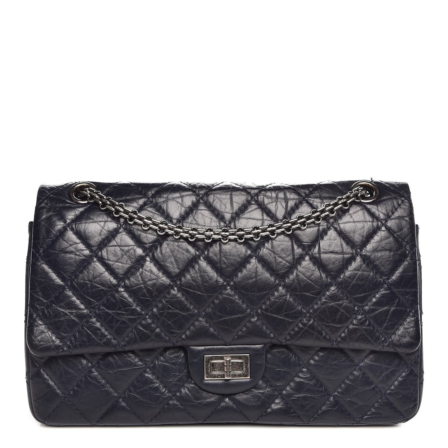 Aged Calfskin Quilted 2.55 Reissue 226 Flap Navy Blue