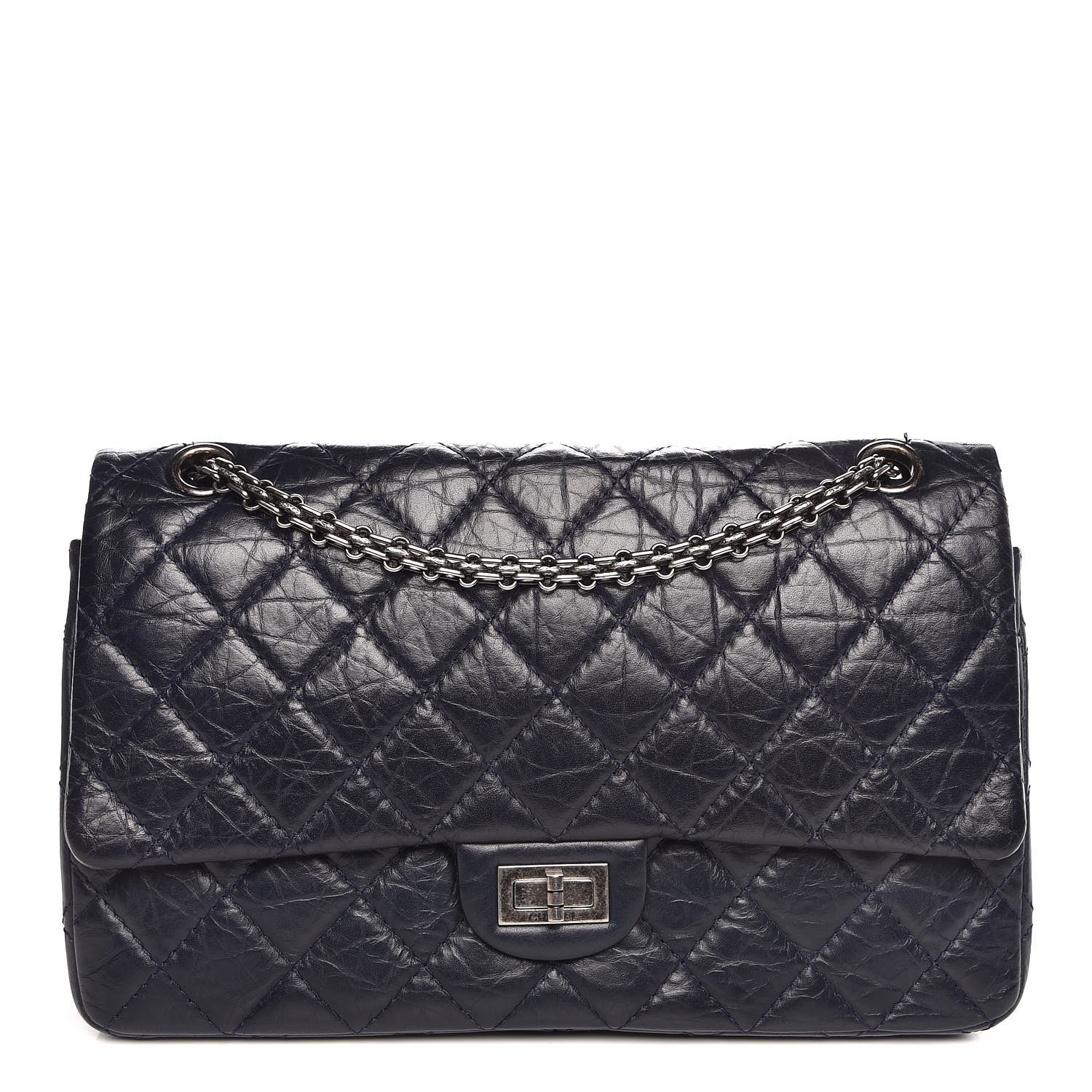 Chanel Aged Calfskin Quilted 2.55 Reissue 226 Flap Navy Blue 1 of 10