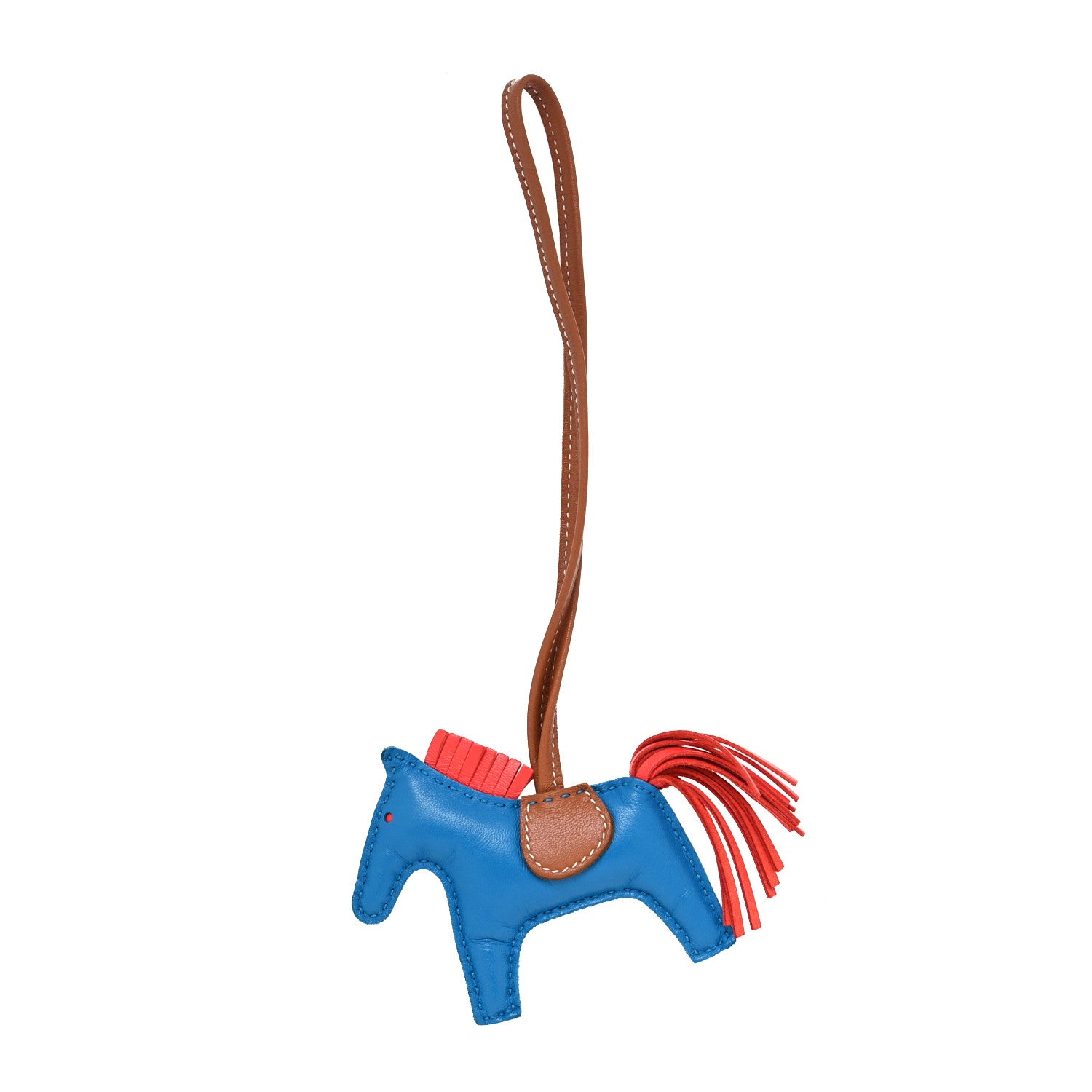 Hermes Milo Lambskin Grigri Rodeo Horse Bag Charm PM Blue Zanzibar Rose Texas Gold 1 of 3