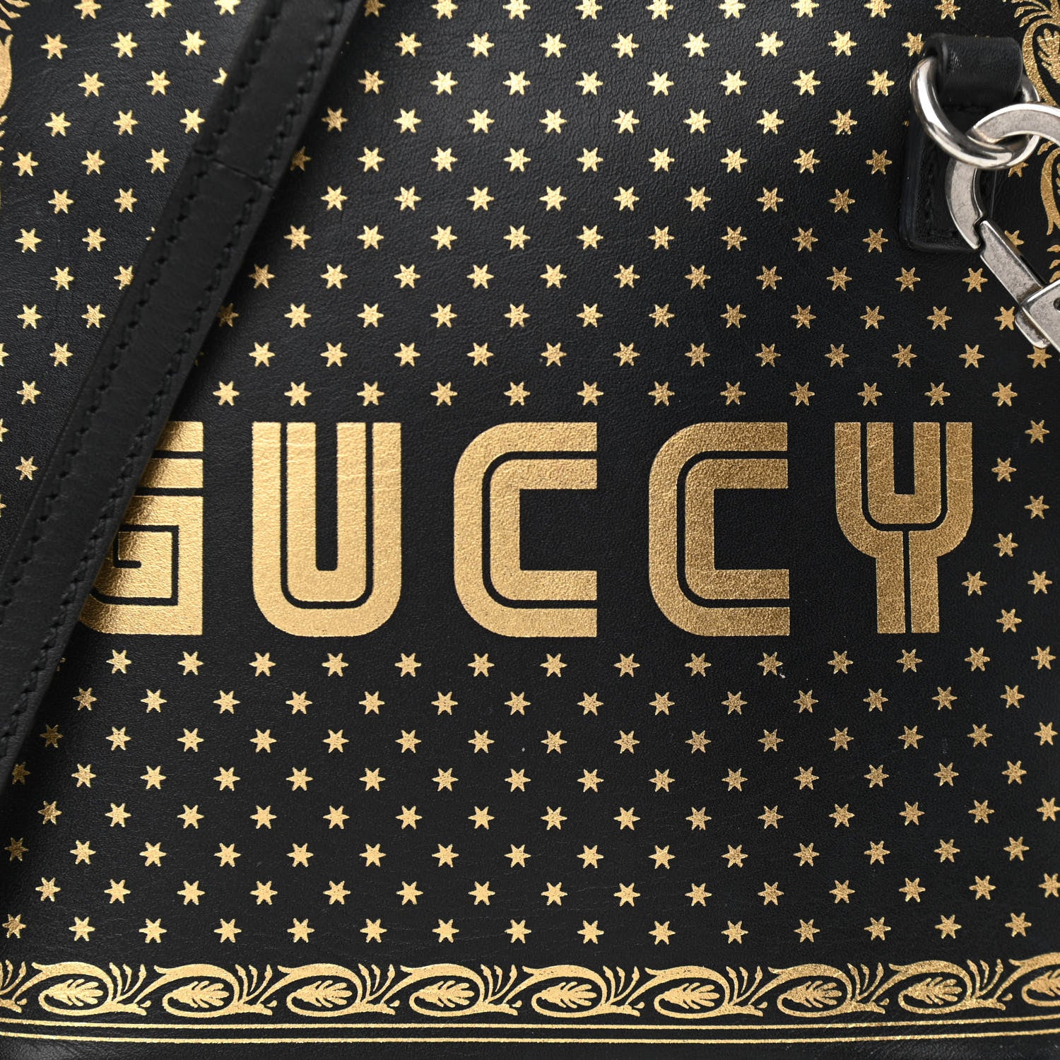 Gucci X SEGA Calfskin GUCCY Stars Mini Dome Shoulder Bag Black Gold 8 of 10