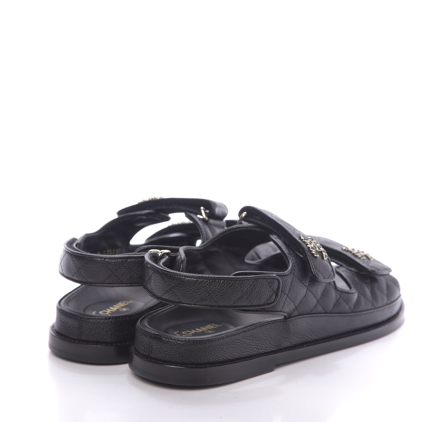 Grained Calfskin Velcro Dad Sandals 39.5 Black