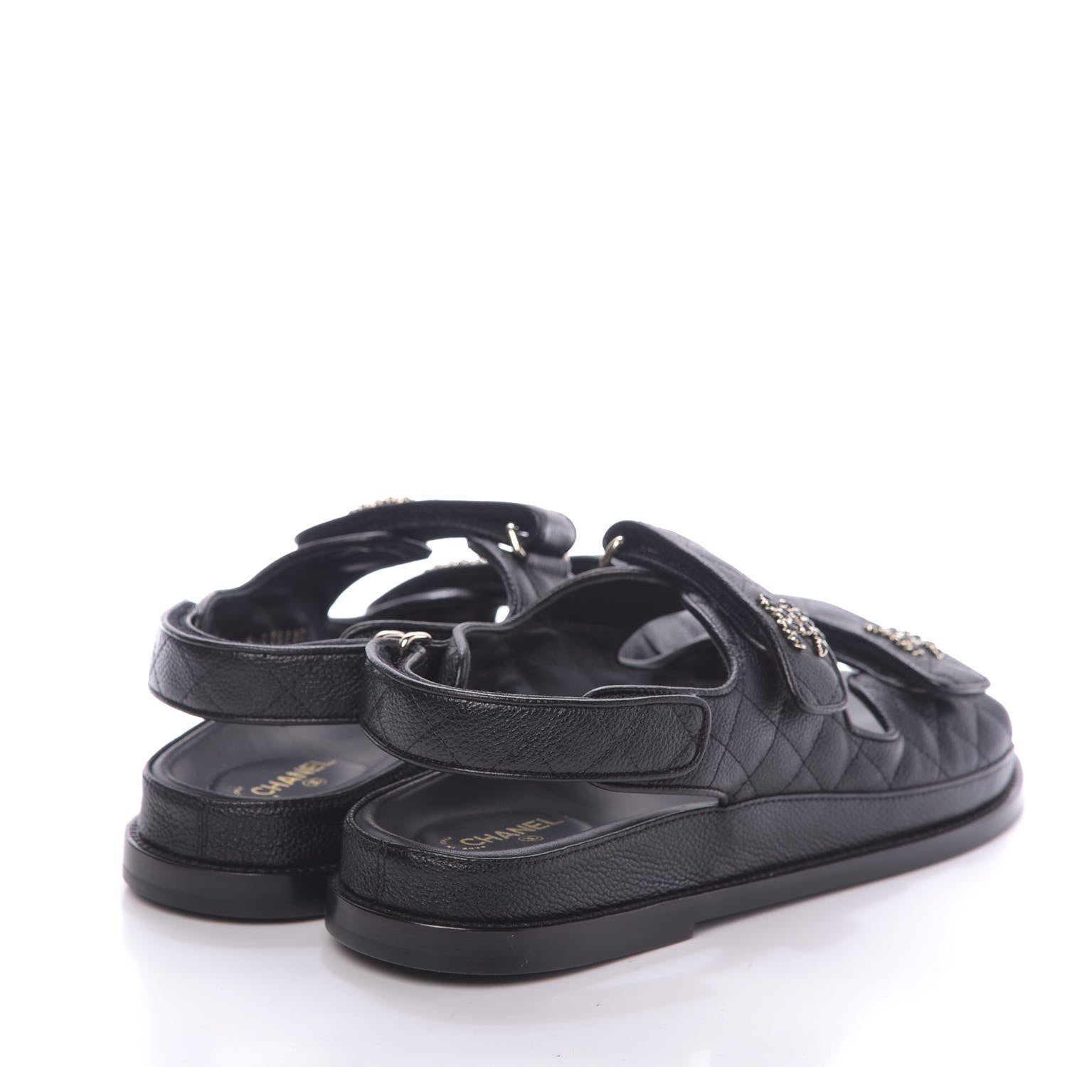 Chanel Grained Calfskin Velcro Dad Sandals 39.5 Black 3 of 13