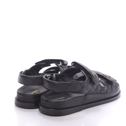 Chanel Grained Calfskin Velcro Dad Sandals 39.5 Black 3 of 13