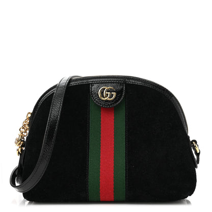 Gucci Suede Patent Web GG Small Ophidia Dome Shoulder Bag Black 1 of 11