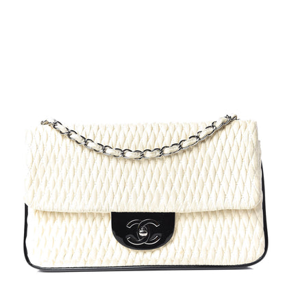 Chanel Vinyl Lambskin Quilted Shoulder Flap Beige Black 1 of 16