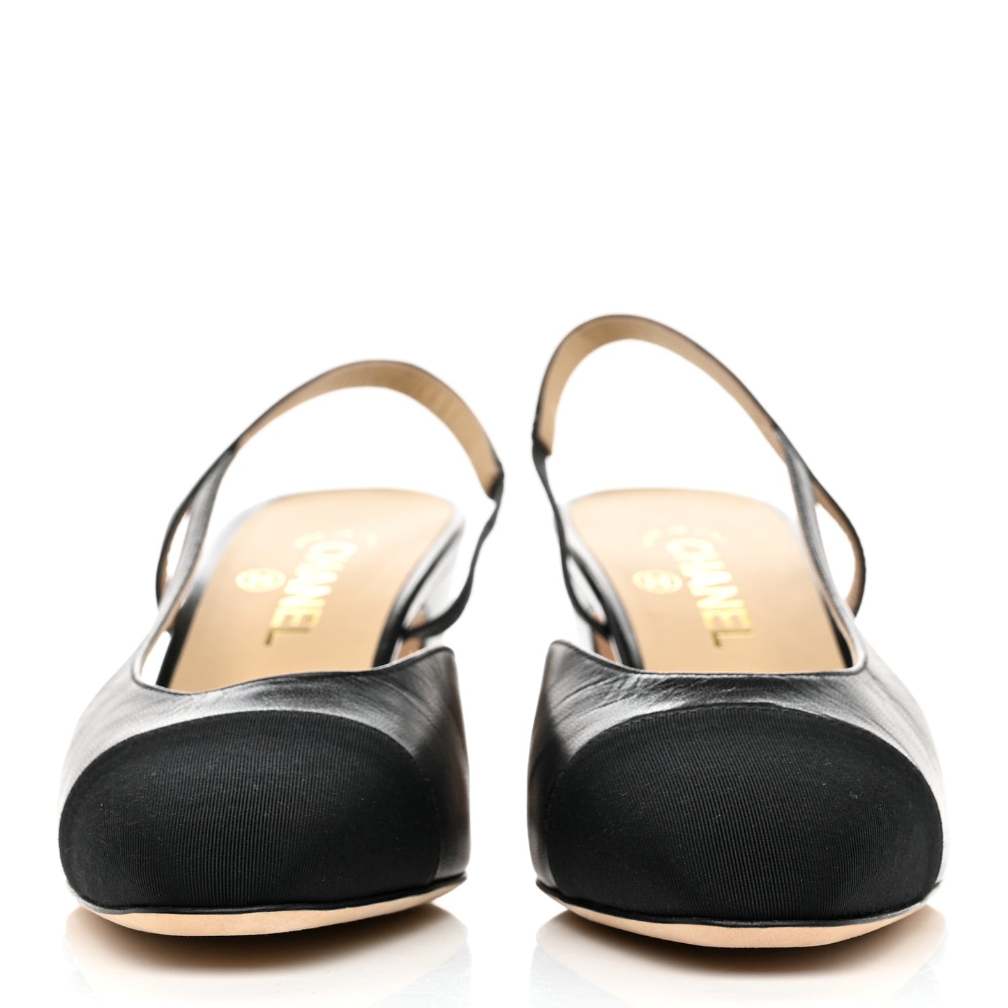 Goatskin Grosgrain Cap Toe CC Slingback Sandals 41 Black