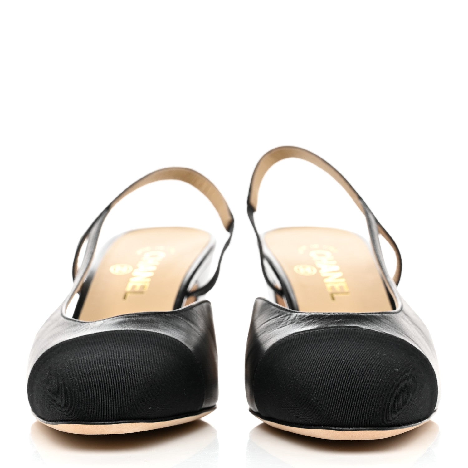 Chanel Goatskin Grosgrain Cap Toe CC Slingback Sandals 41 Black 2 of 8