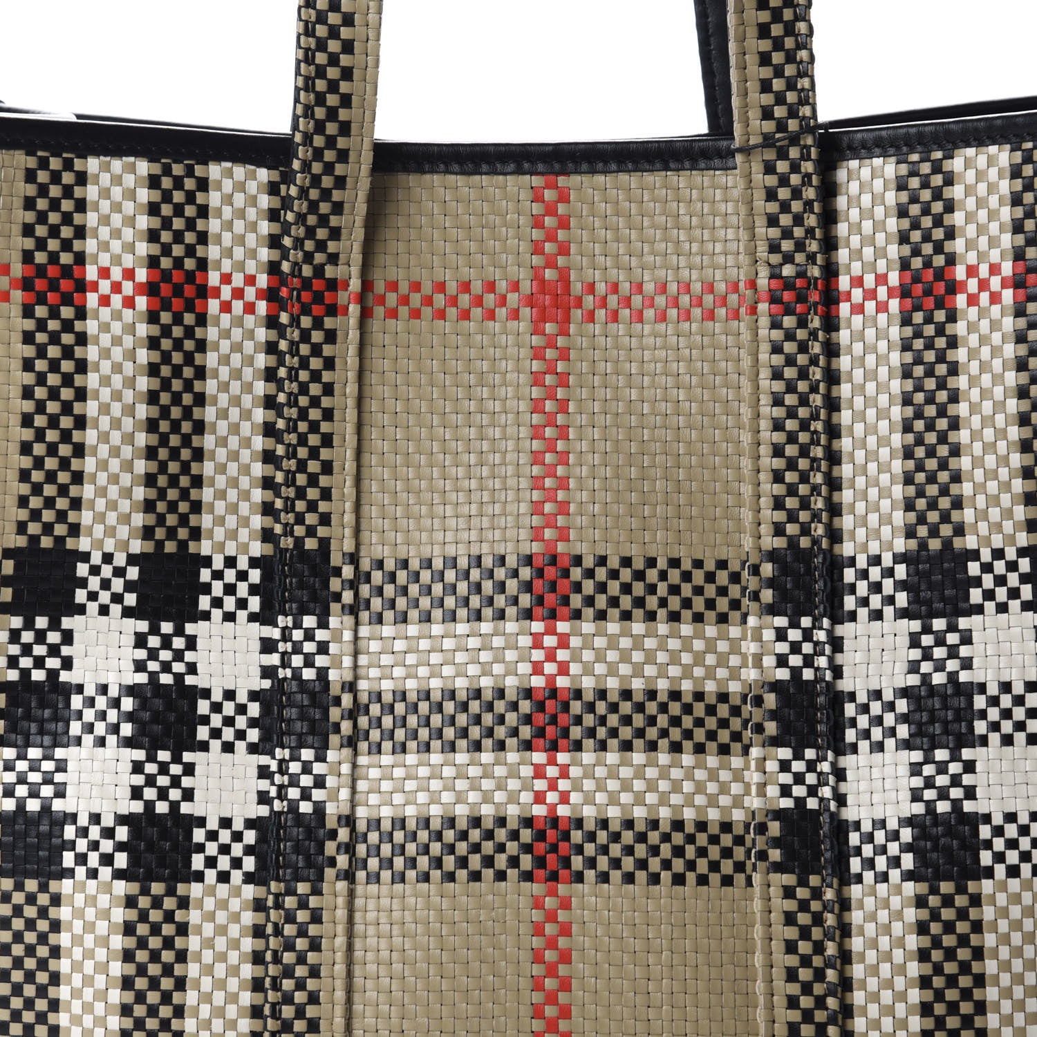 Burberry Calfskin Woven Vintage Check East West Book Tote 9 of 9