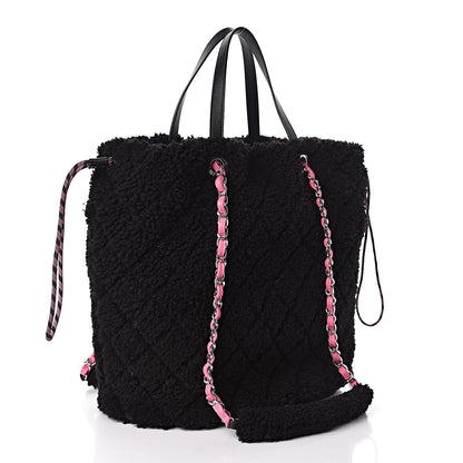 Chanel Shearling Sheepskin Large Coco Neige Tote Black 3 of 10