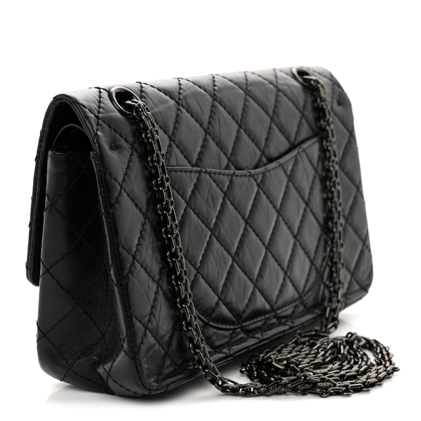 Aged Calfskin Quilted 2.55 Reissue 225 Flap So Black