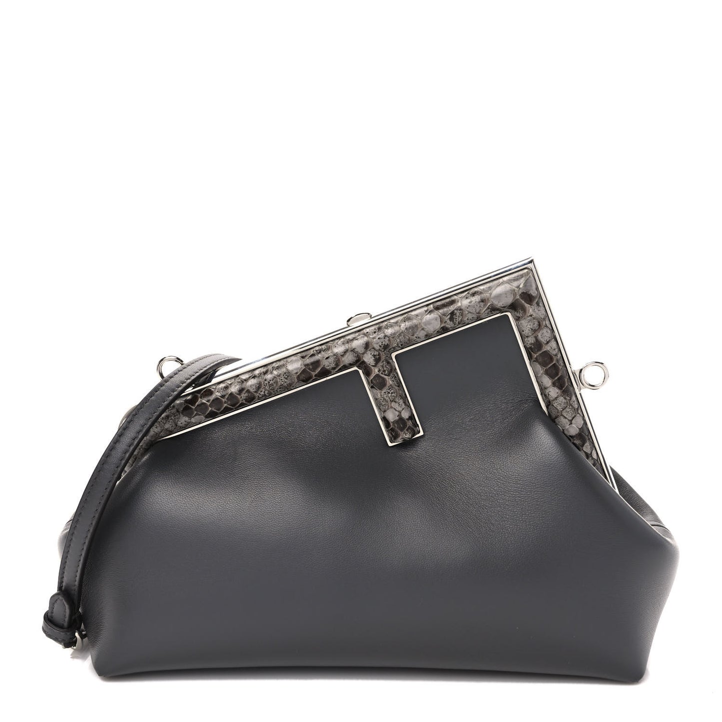 Shiny Nappa Snakeskin Small Fendi First Anthracite Asfalto