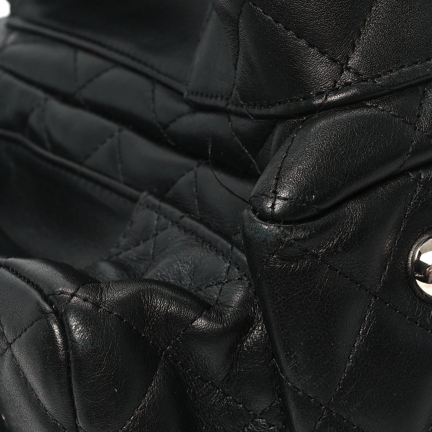 Calfskin Quilted Large Cambon Multipocket Reporter Black