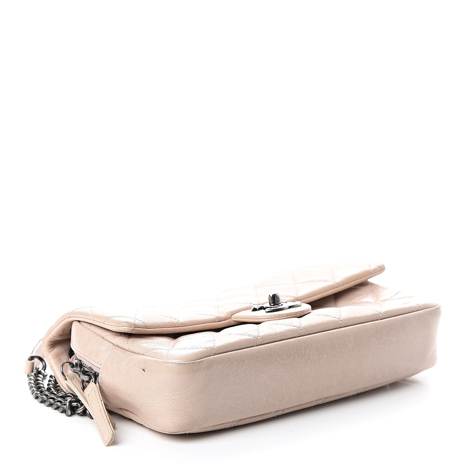 Chanel Glazed Calfskin Quilted Medium Duo Flap Beige 3 of 9