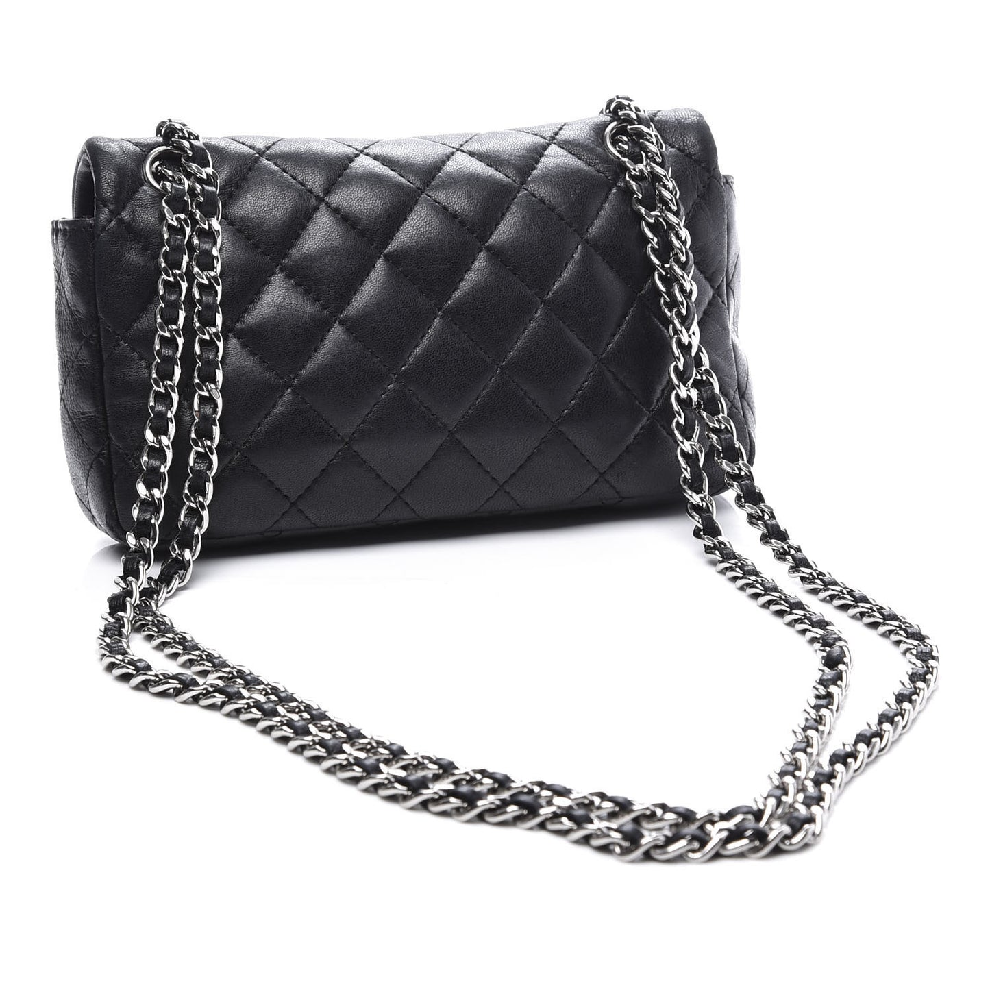 Lambskin Quilted Mini Rectangular Flap Black