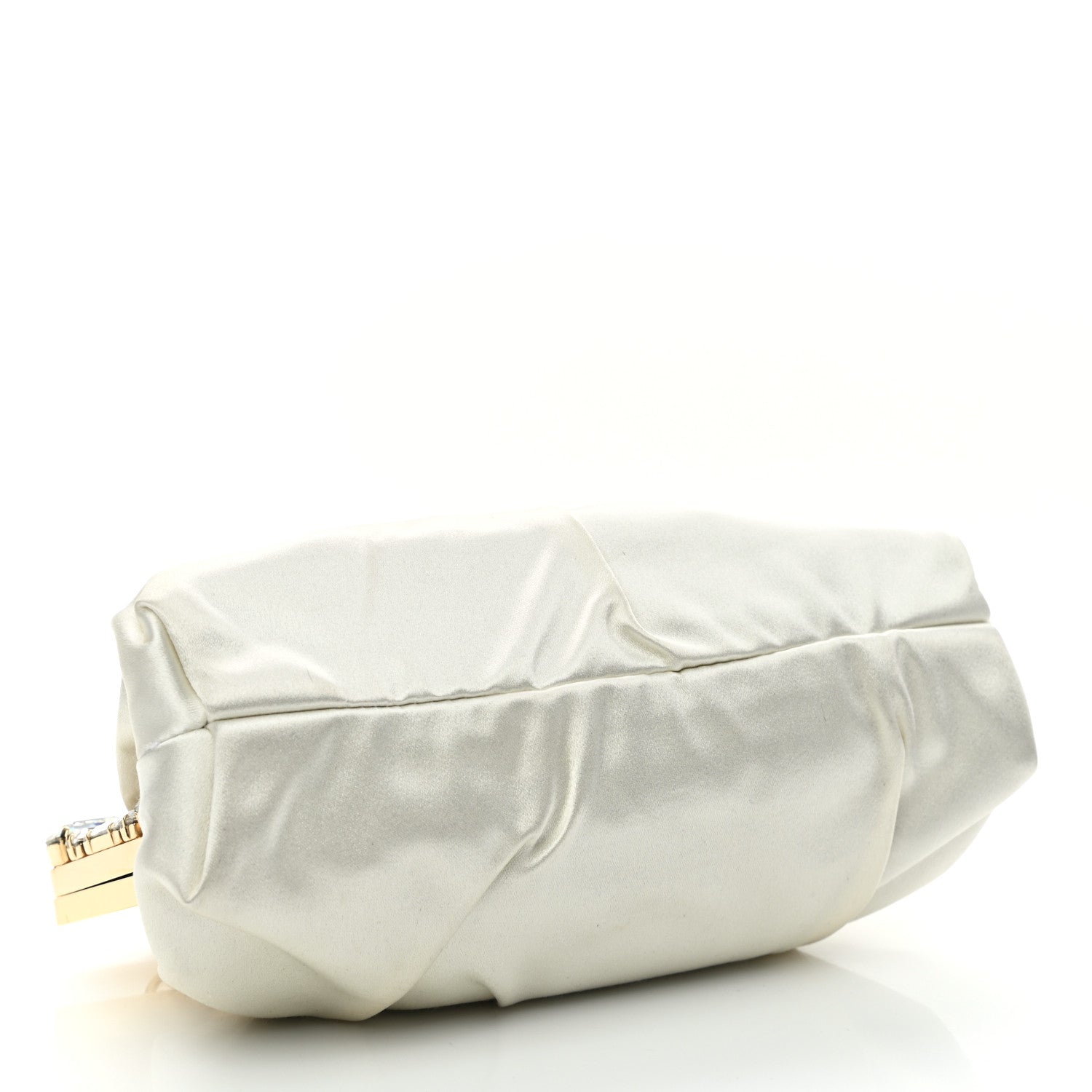 Dolce & Gabbana Satin Crystal Embellished Chain Clutch Ivory 4 of 6