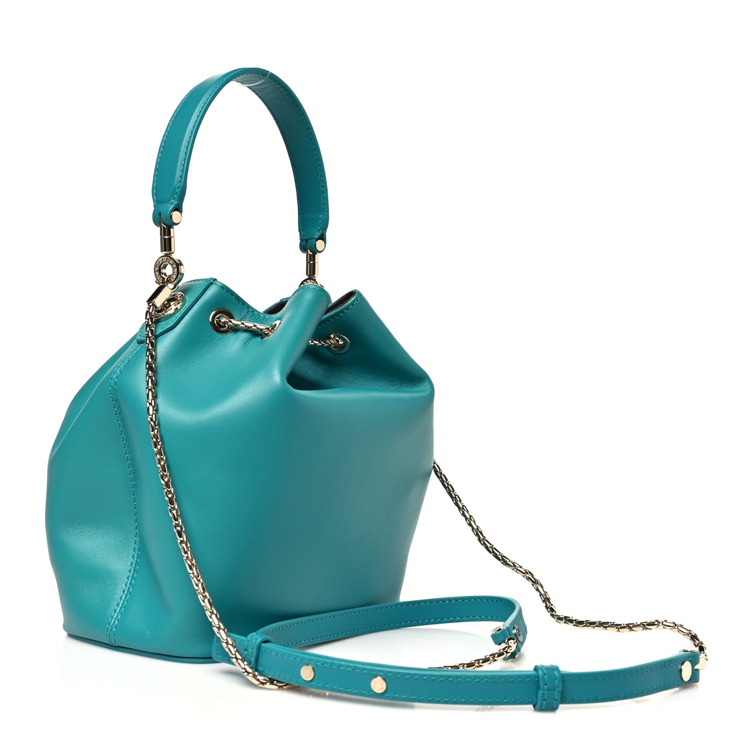 Bulgari Calfskin Serpenti Forever Bucket Bag Tropical Turquoise 3 of 9
