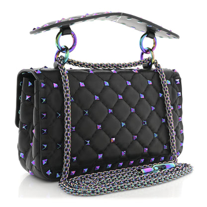 Valentino Garavani Lambskin Oil Slick Small Rockstud Spike Shoulder Bag Black 3 of 10