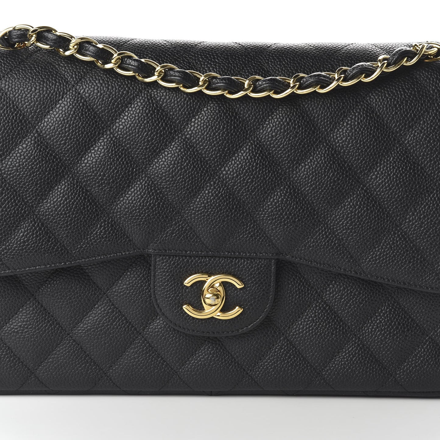 Caviar Quilted Jumbo Double Flap Black