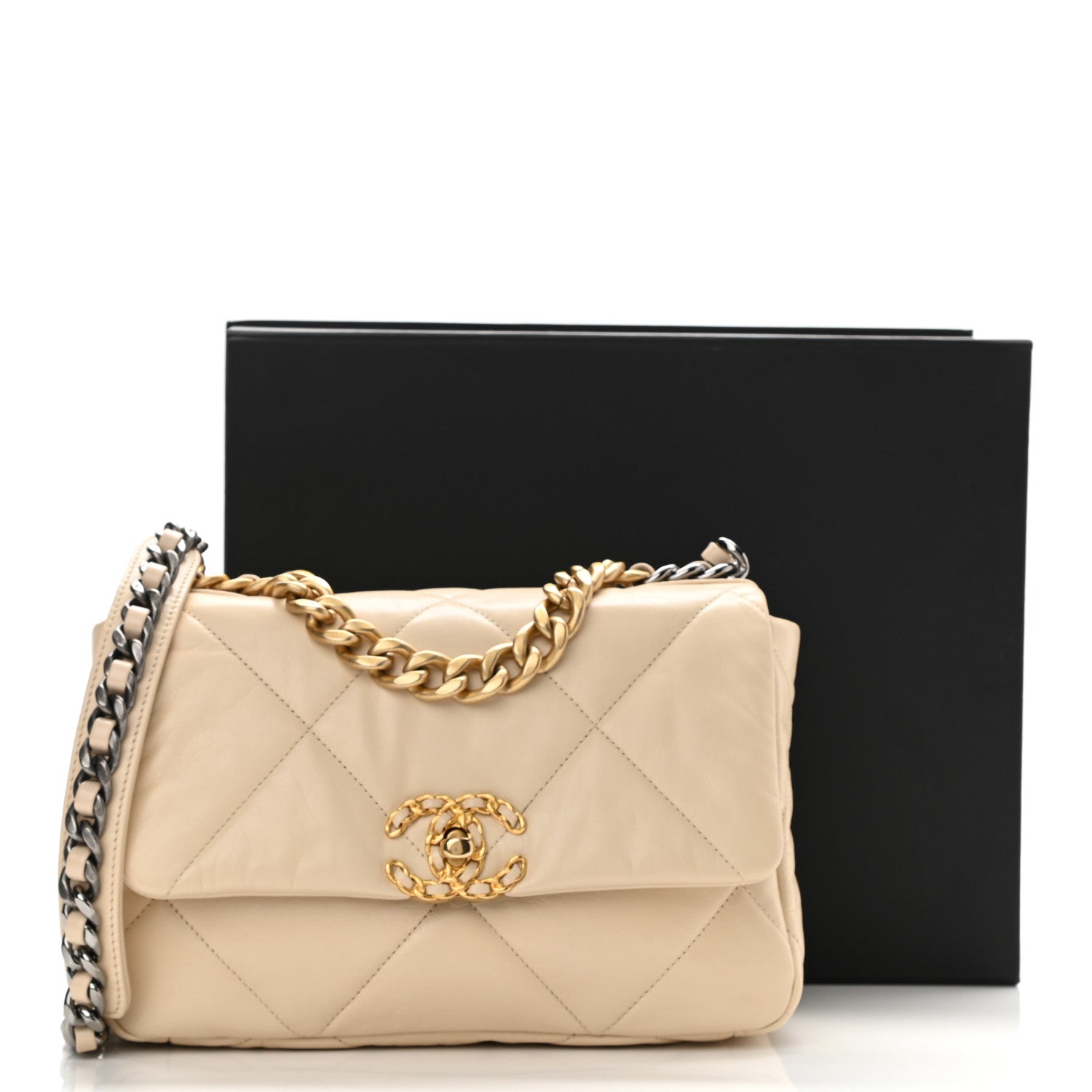 Chanel Goatskin Quilted Medium Chanel 19 Flap Beige 9 of 9