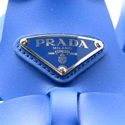 Prada Foam Rubber Metal Triangle Logo Mens Monolith 55mm Cage Sandals 5 Azzurro 9 of 11