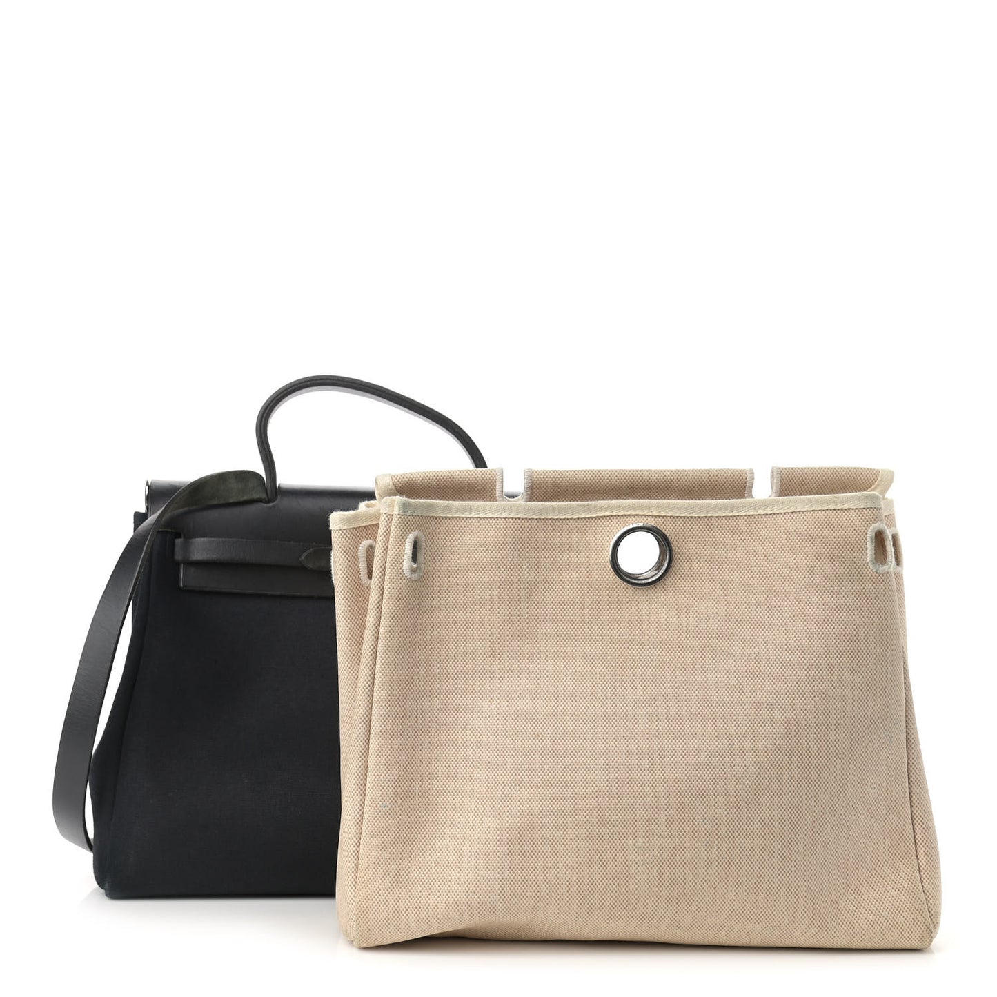 Toile Vache Calfskin Herbag 30 PM Black