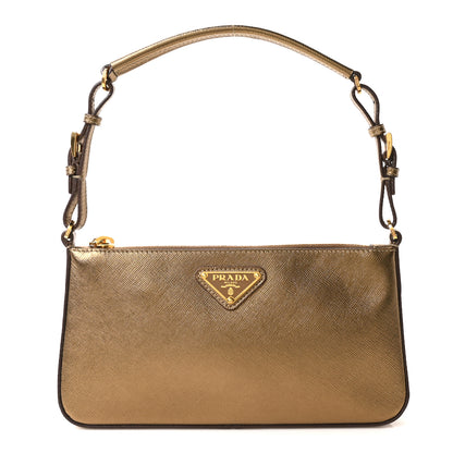 Prada Metallic Saffiano Pochette Bronzo 1 of 10