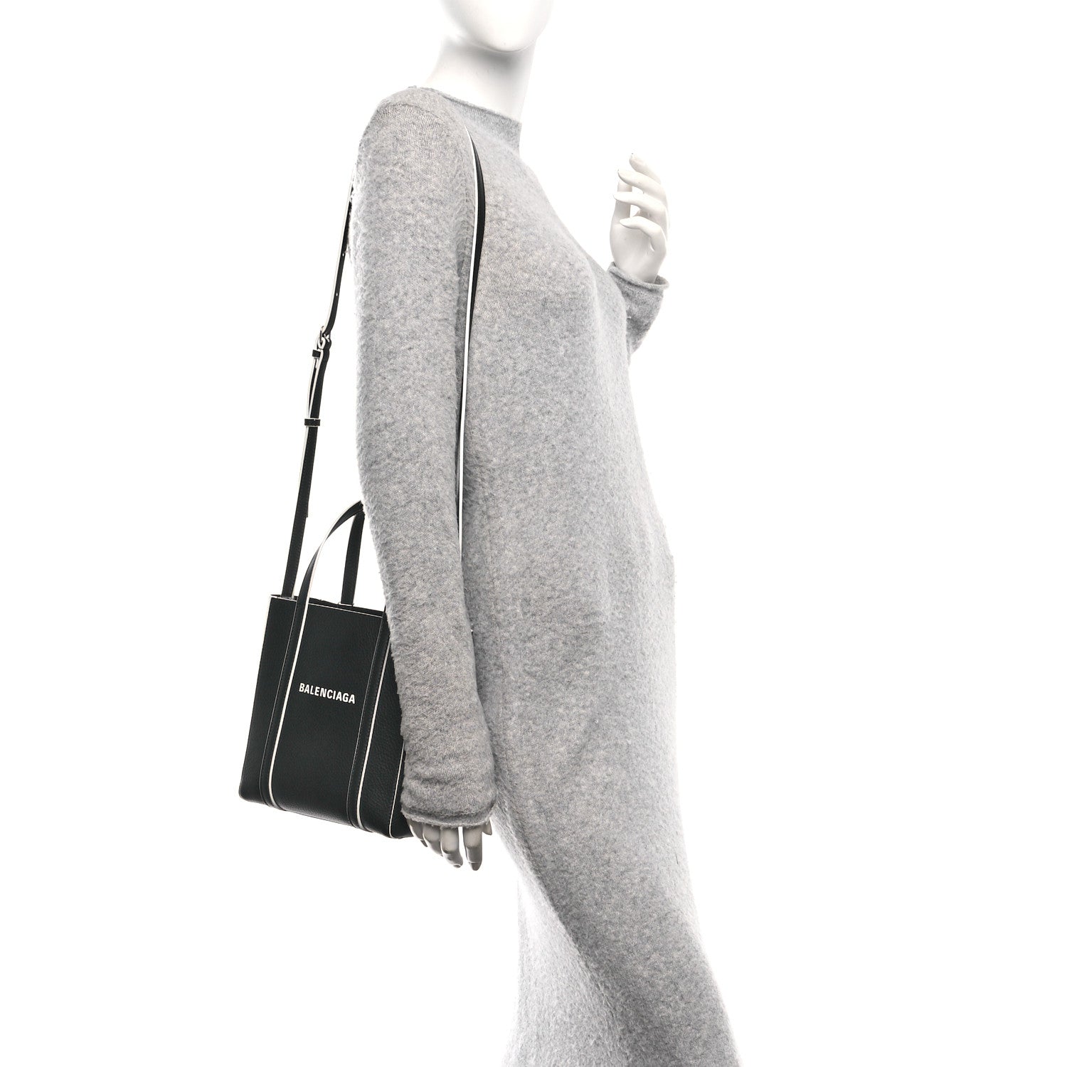 Balenciaga Smooth Calfskin Logo Double Sided XXS Everyday Tote Black White 2 of 9