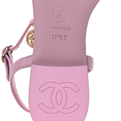 Chanel Lambskin Chain CC Logo Thong Sandals 37.5 Pink 8 of 12