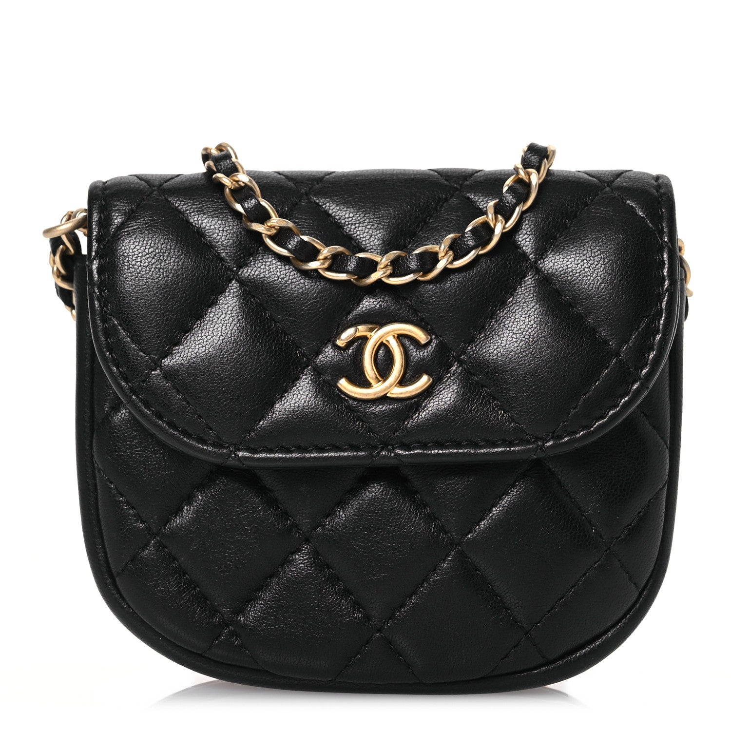 Chanel Lambskin Quilted Pearl Crush Waist Bag Black 1 of 14