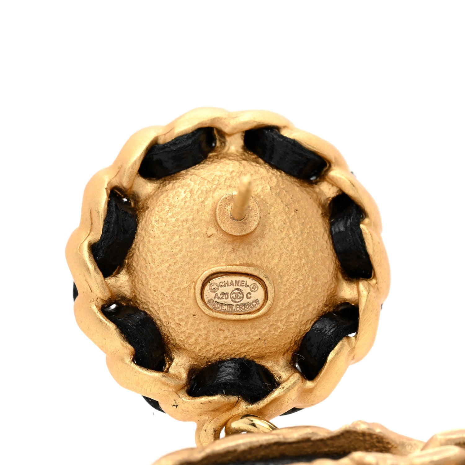 Chanel Lambskin Calfskin Pearl CC Hoop Earrings Gold Black Multicolor 4 of 4