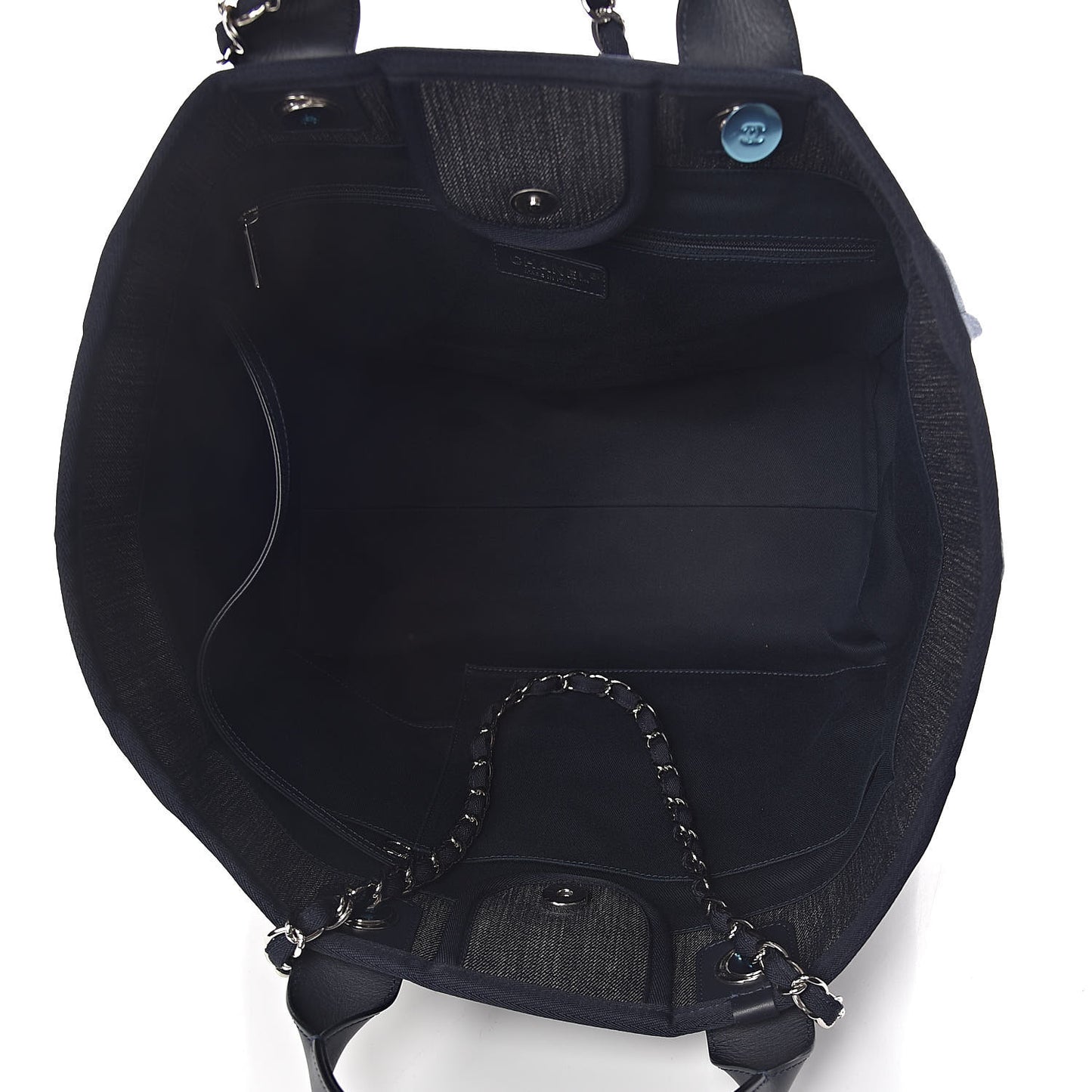 Denim Large Deauville Tote Blue Orange