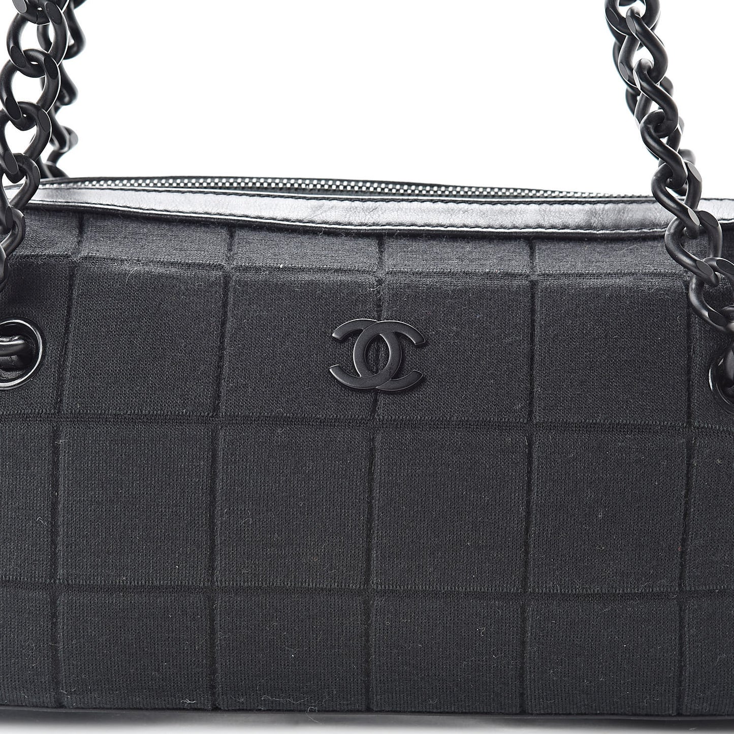 Jersey Quilted Chocolate Bar Shoulder Bag Black