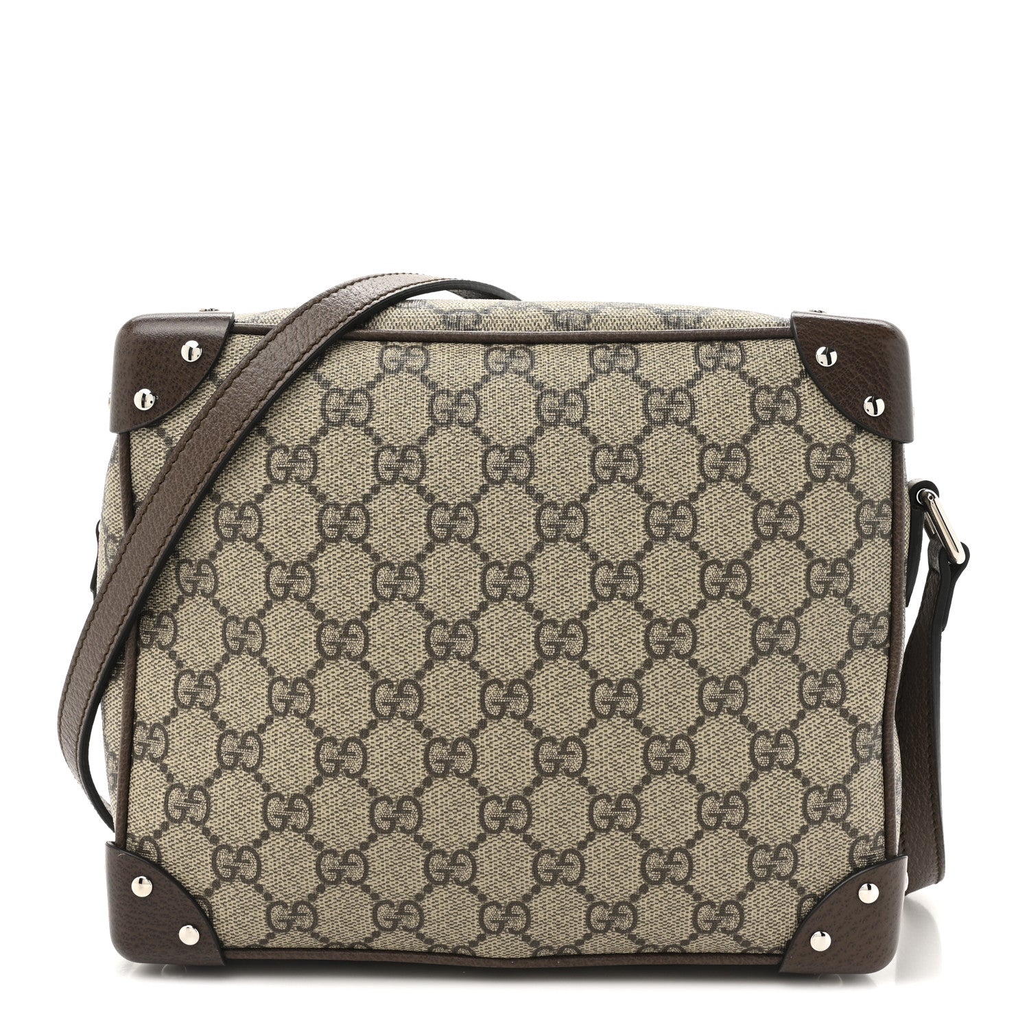 Gucci GG Supreme Monogram Textured Calfskin Square Messenger Bag Beige Ebony New Acero 1 of 11