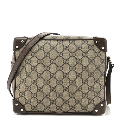 Gucci GG Supreme Monogram Textured Calfskin Square Messenger Bag Beige Ebony New Acero 1 of 11
