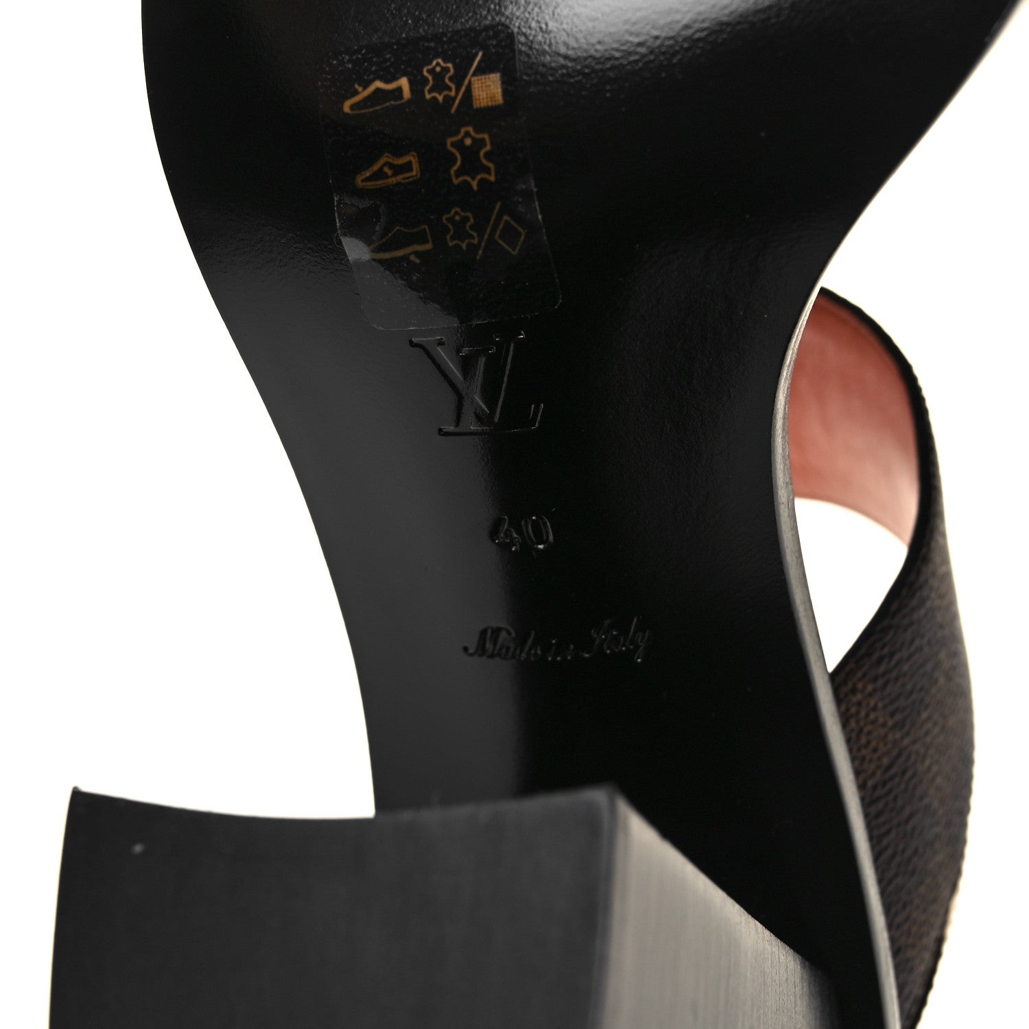 Louis Vuitton Calfskin Damier Ebene Passenger Heeled Sandals 40 11 of 18