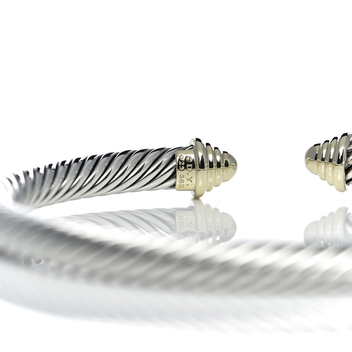 David Yurman Sterling Silver 14K Yellow Gold 5mm Cable Classics Bracelet 4 of 4