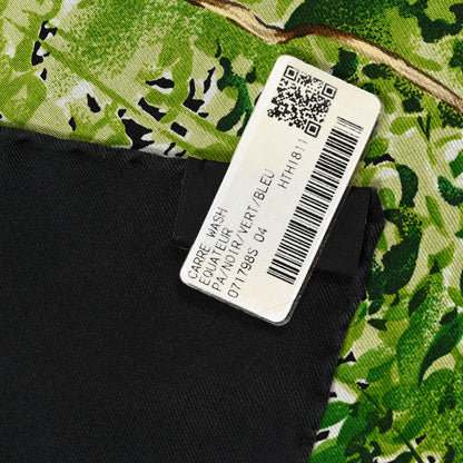 Hermes Silk Equateur Scarf 90 Black Vert Bleu 5 of 5