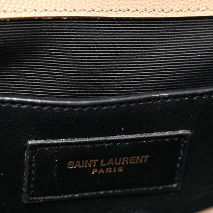 Saint Laurent Grain De Poudre Textured Mixed Matelasse Triquilt Small Monogram Satchel Dark Beige 6 of 13