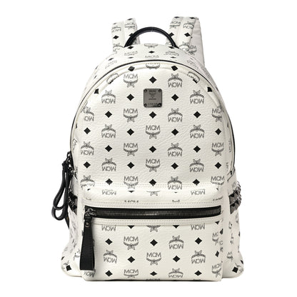 MCM Visetos Medium Side Studs Stark Backpack White 1 of 10