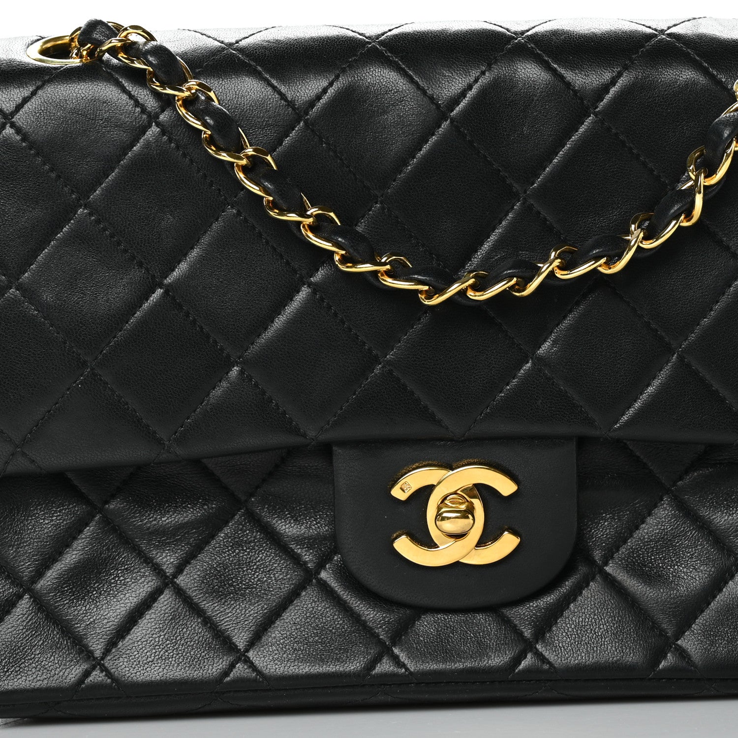 Chanel Lambskin Quilted Medium Double Flap Black 16 of 20