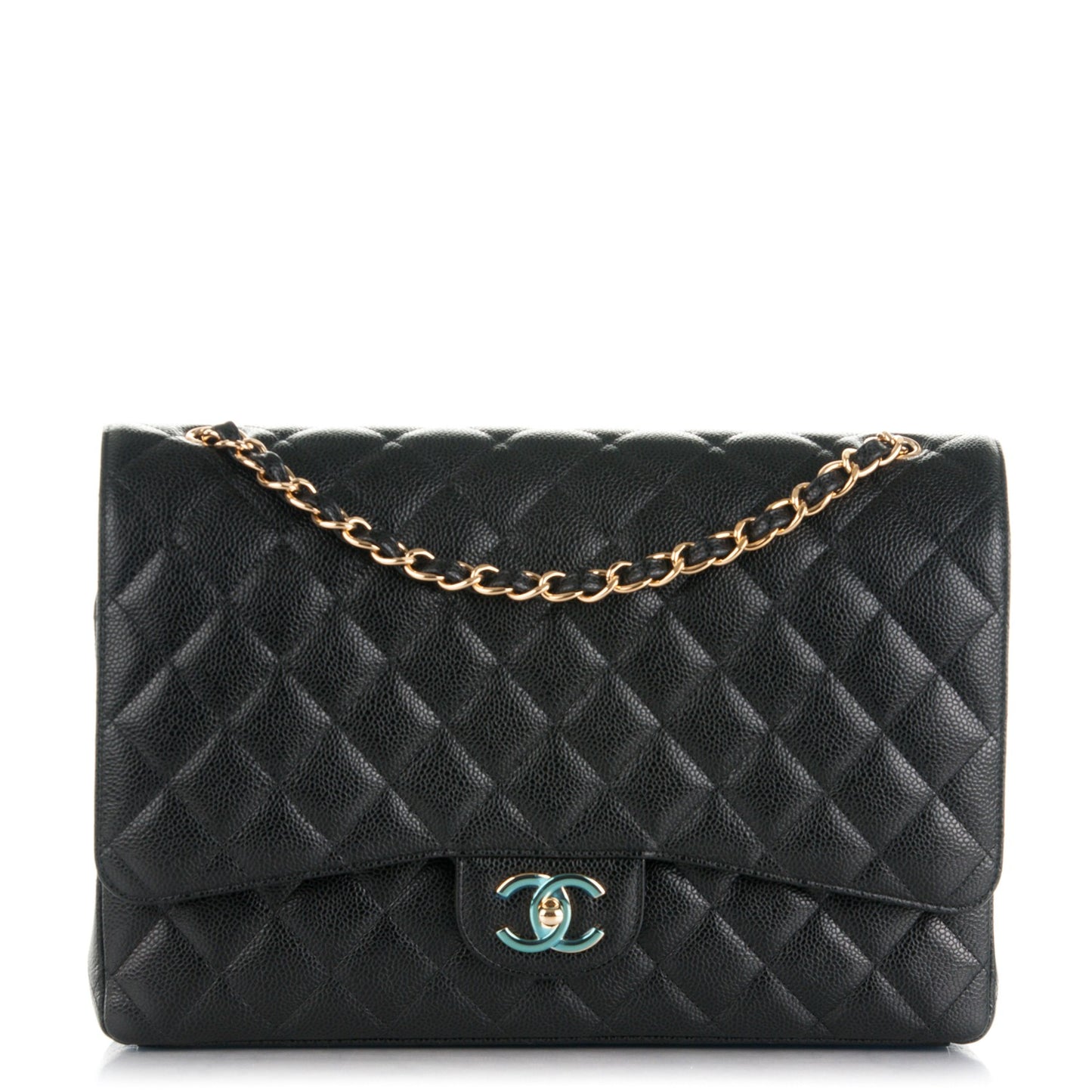Caviar Quilted Maxi Double Flap Black