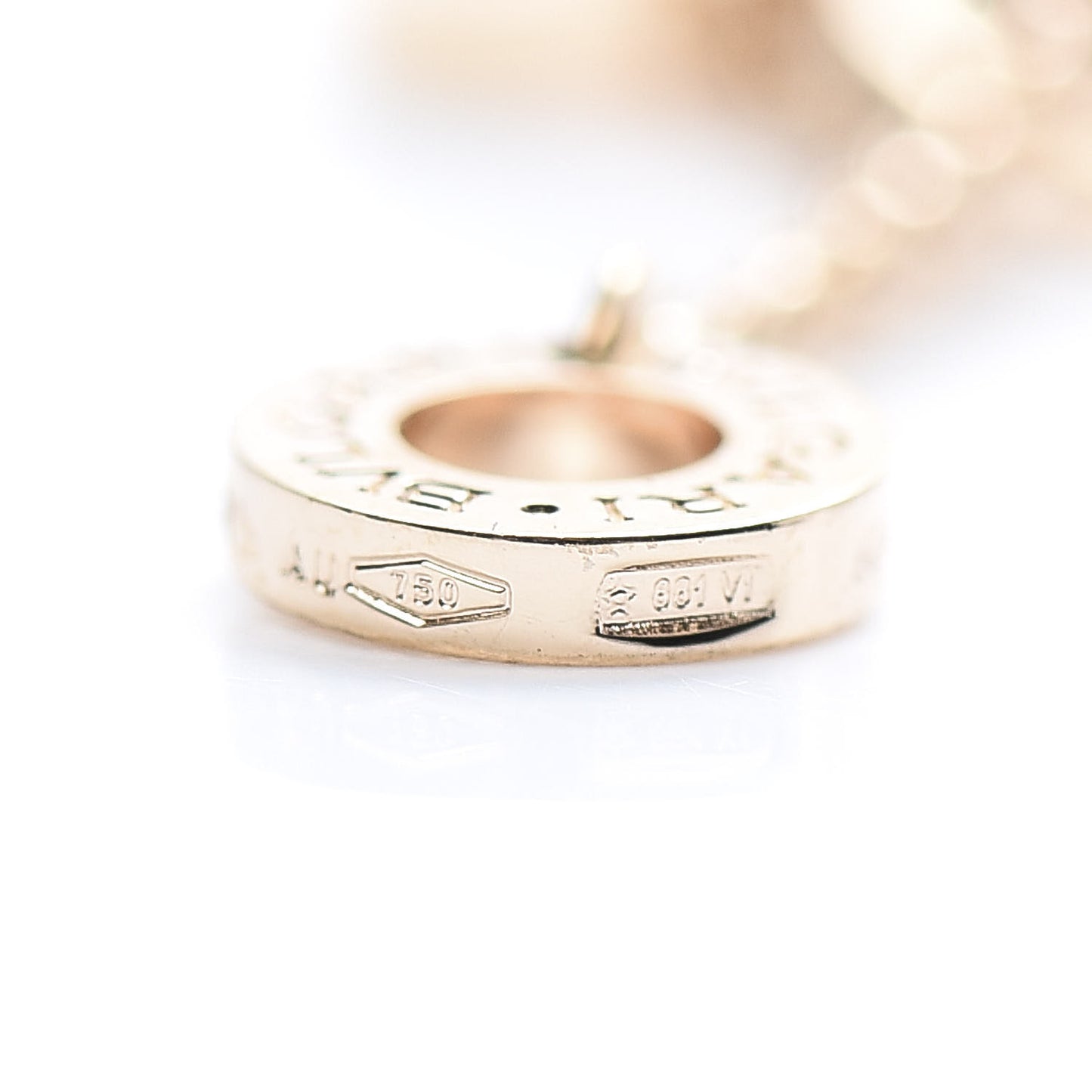 18K Rose Gold Diamond Small B.Zero1 Pave Pendant Necklace