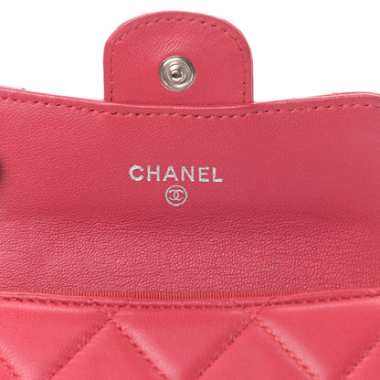 Chanel Lambskin Quilted Flap Card Holder Wallet Dark Pink 6 of 12