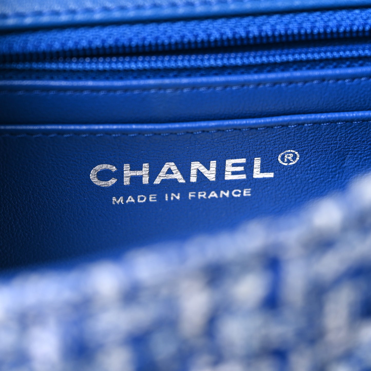 Tweed Quilted Mini Rectangular Flap Blue White