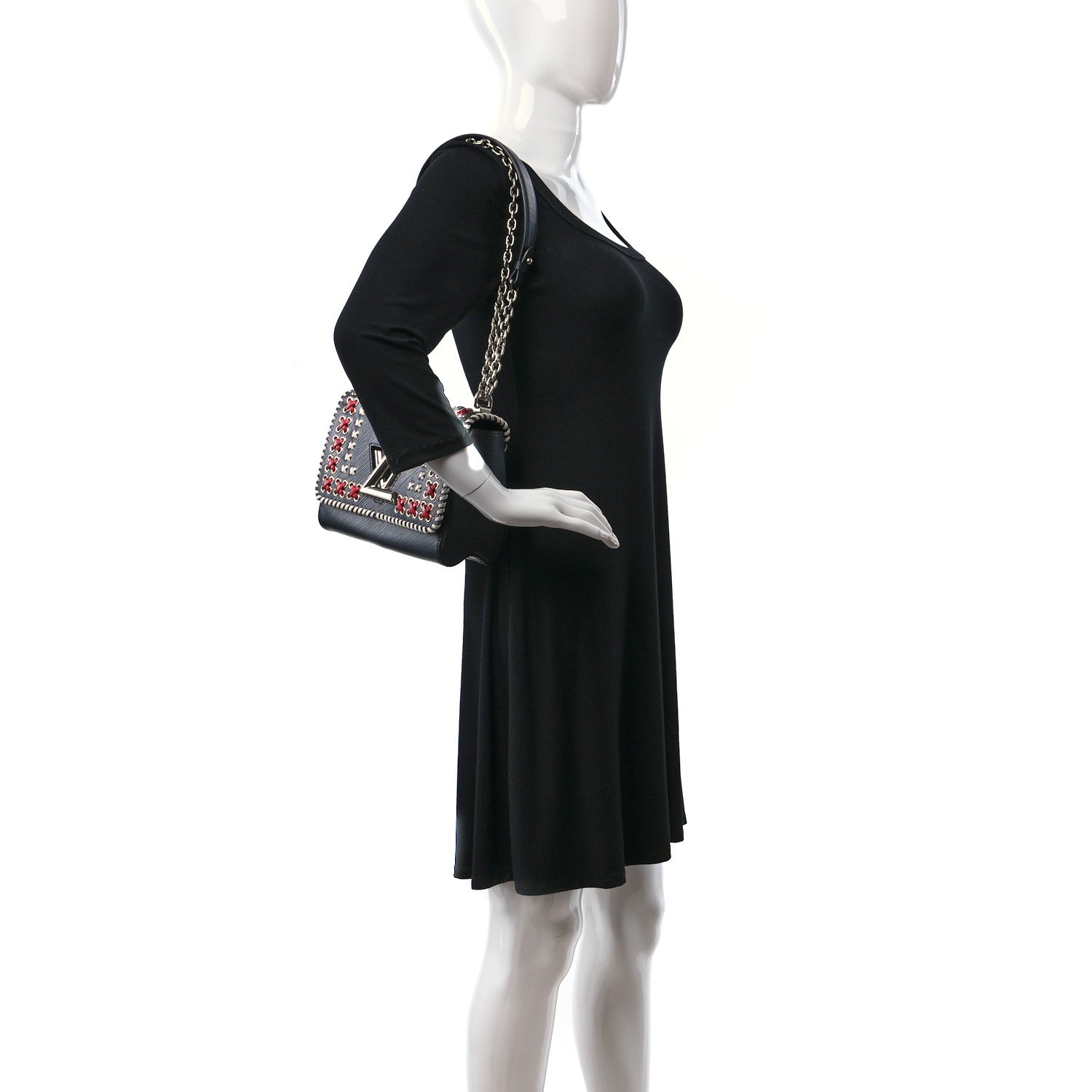 Louis Vuitton Epi Embroidered Twist Shoulder Bag MM Black 2 of 13