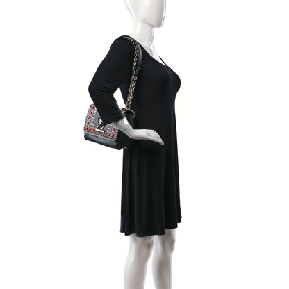 Louis Vuitton Epi Embroidered Twist Shoulder Bag MM Black 2 of 13