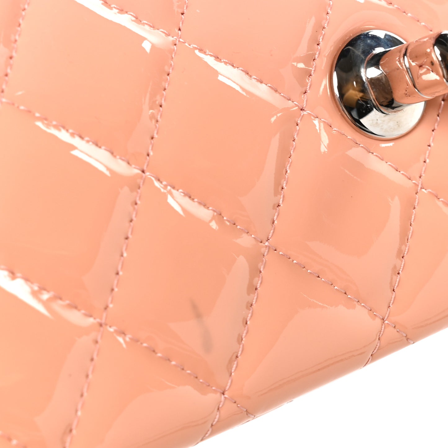 Patent Quilted Medium Double Flap Light Pink