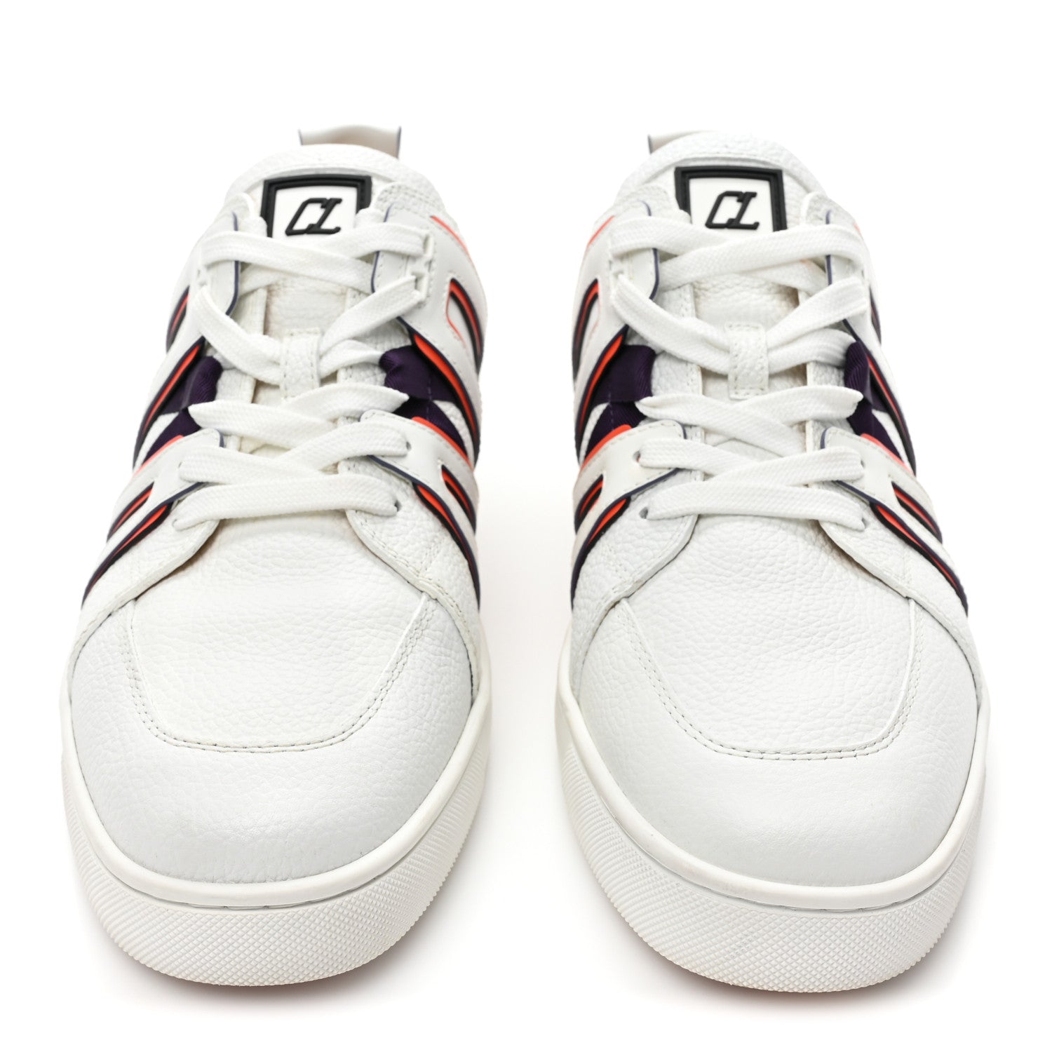 Christian Louboutin Grained Calfskin Mens Vida Viva Sneakers 44 White Red Black 2 of 8