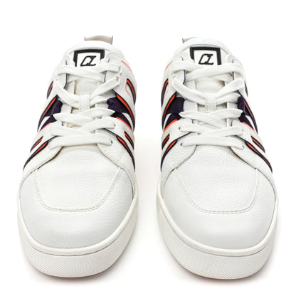 Christian Louboutin Grained Calfskin Mens Vida Viva Sneakers 44 White Red Black 2 of 8
