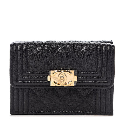 Chanel Caviar Quilted Small Boy Flap Wallet Black 1 of 8